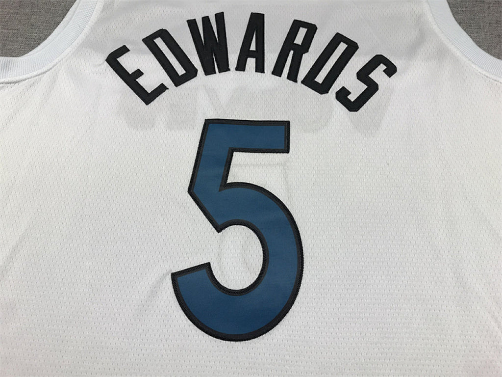 Anthony Edwards #5 Minnesota Timberwolves White City Edition Swingman Embroidered Jersey