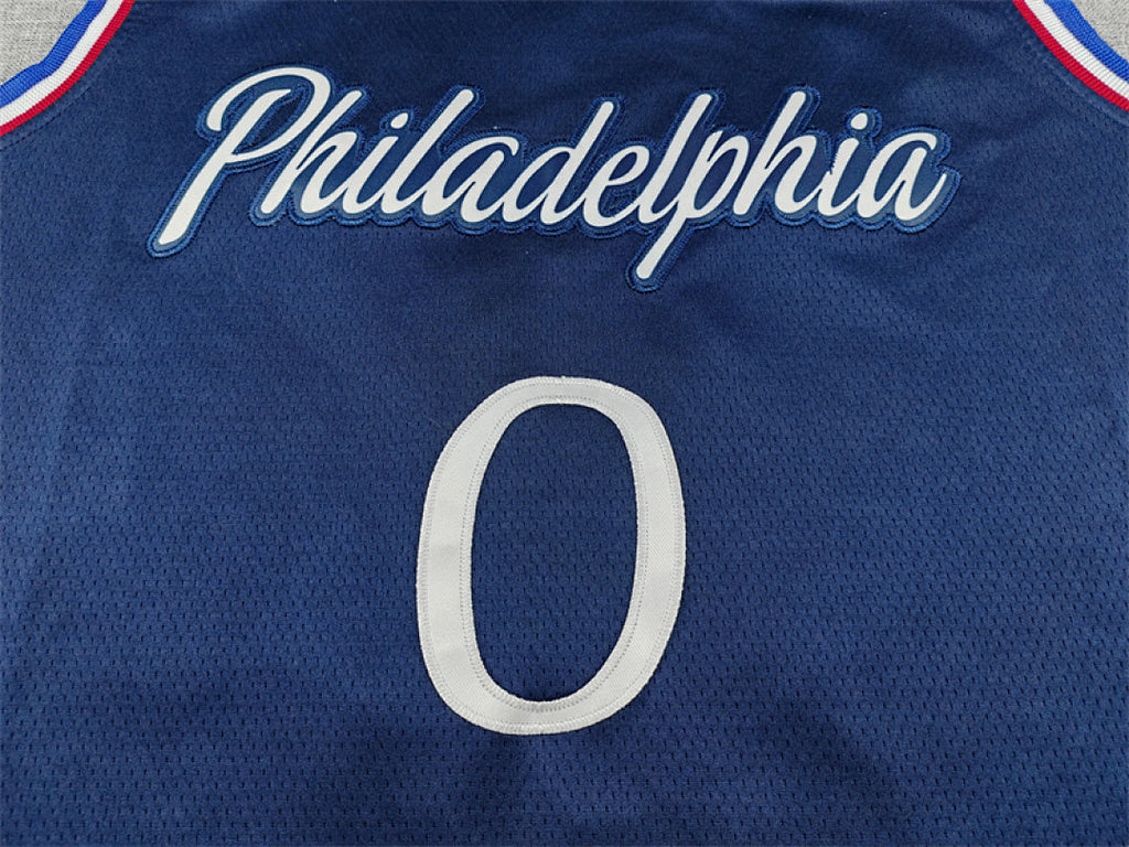 Tyrese Maxey #0 Philadelphia 76ers 2026 Navy Blue City Edition Swingman Embroidered Jersey