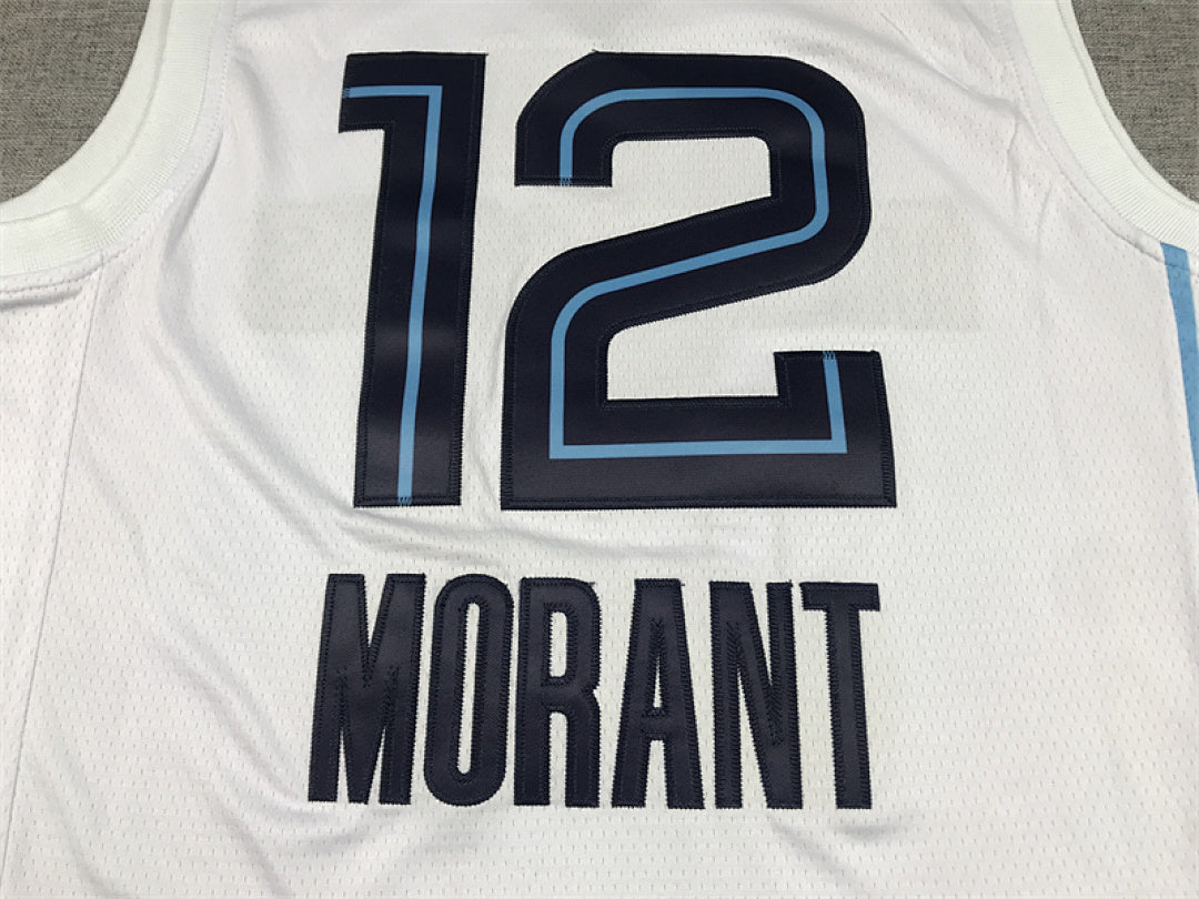 Ja Morant# 12 Memphis Grizzlies  2023 White City Edition Swingman Embroidered Jersey