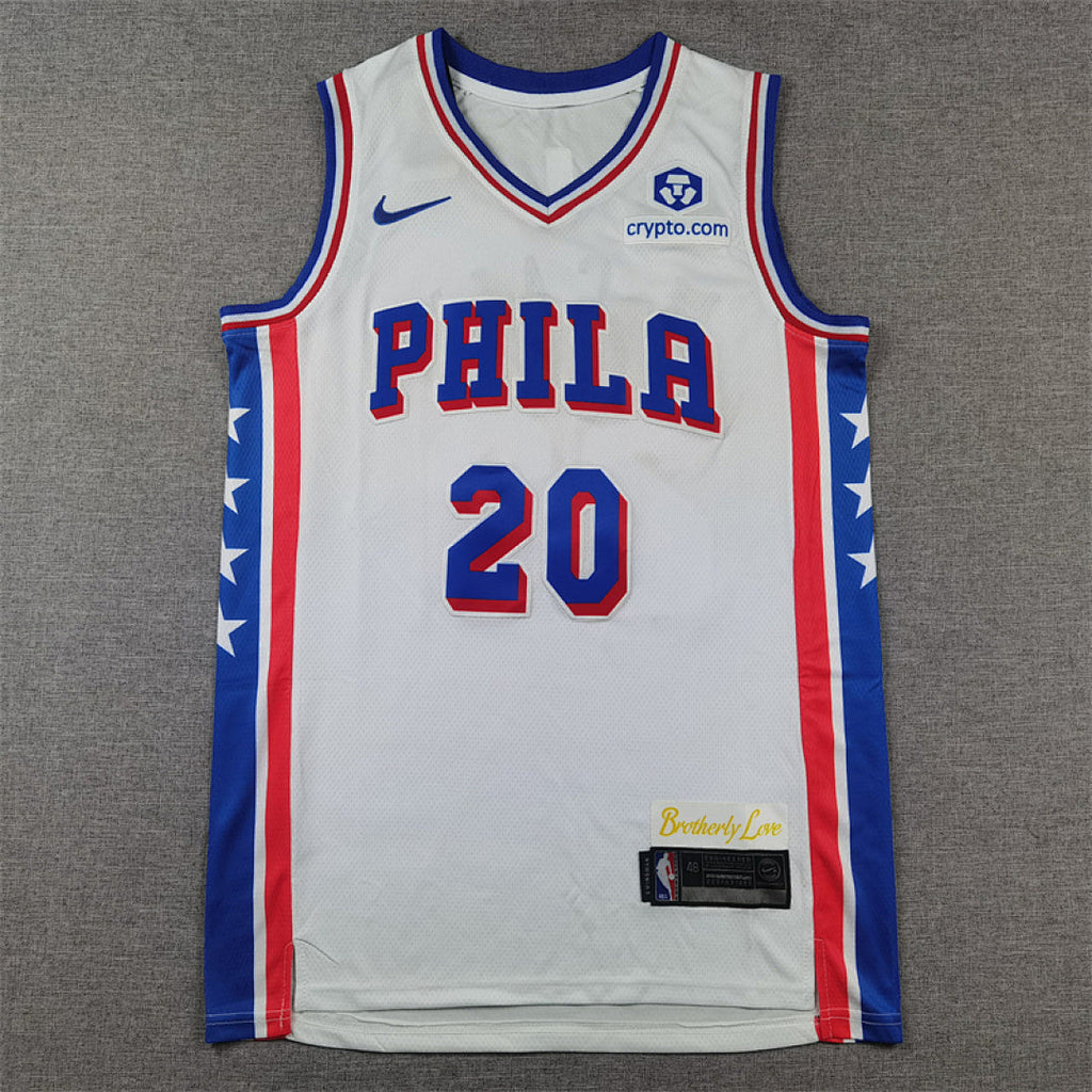 Jared McCain #20 Philadelphia 76ers White City Edition Swingman Embroidered Jersey