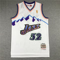 Utah Jazz Karl Malone #32 Utah Jazz Throwback 1996-97 White Embroidered Jersey