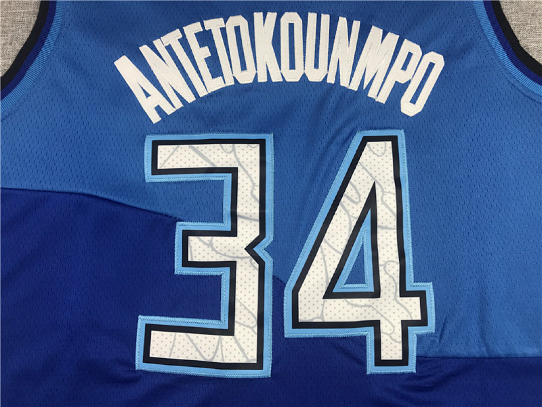 Giannis Antetokounmpo# 34 Milwaukee Bucks City Edition Swingman Embroidered Jersey