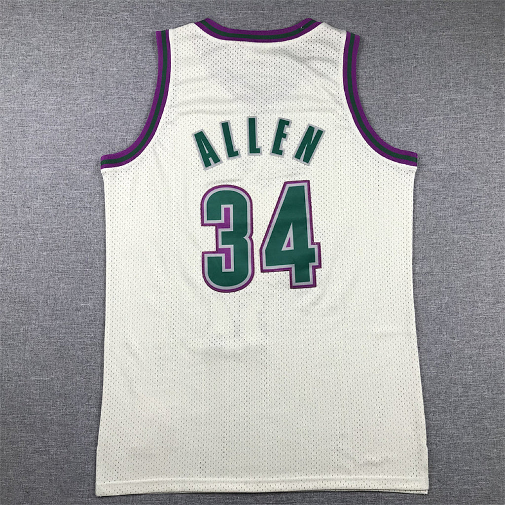 Ray Allen# 34 Milwaukee Bucks Retro Throwback Embroidered Jersey