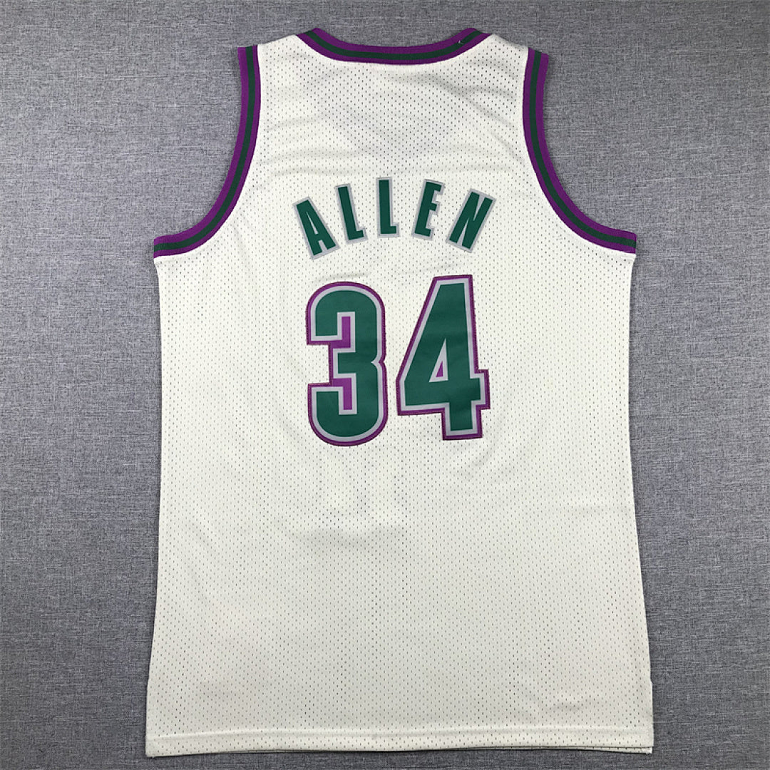 Ray Allen# 34 Milwaukee Bucks Retro Throwback Embroidered Jersey