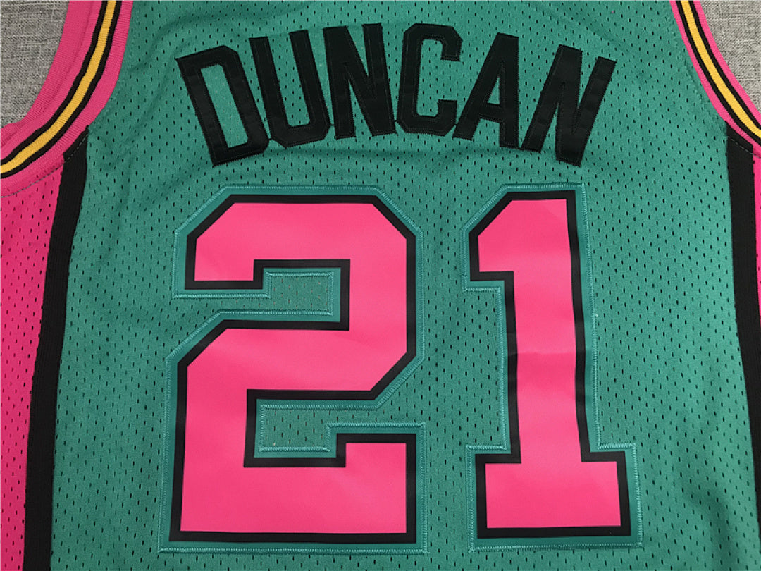 Tim Duncan #21 San Antonio Spurs 1998-99 Green Throwback Embroidered Jersey