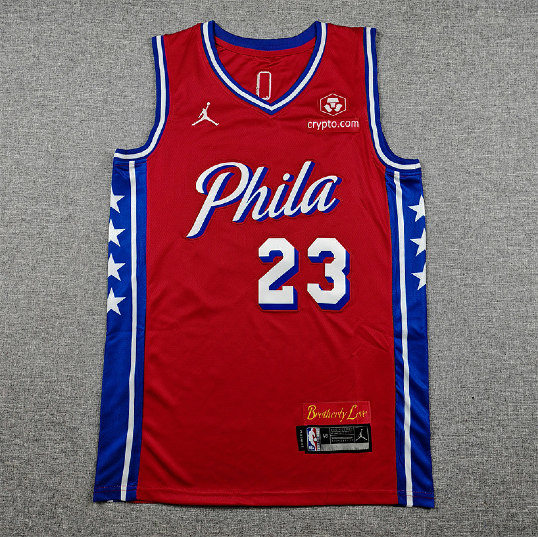 Philadelphia 76ers LeBron James #23 Red Jersey – Embroidered
