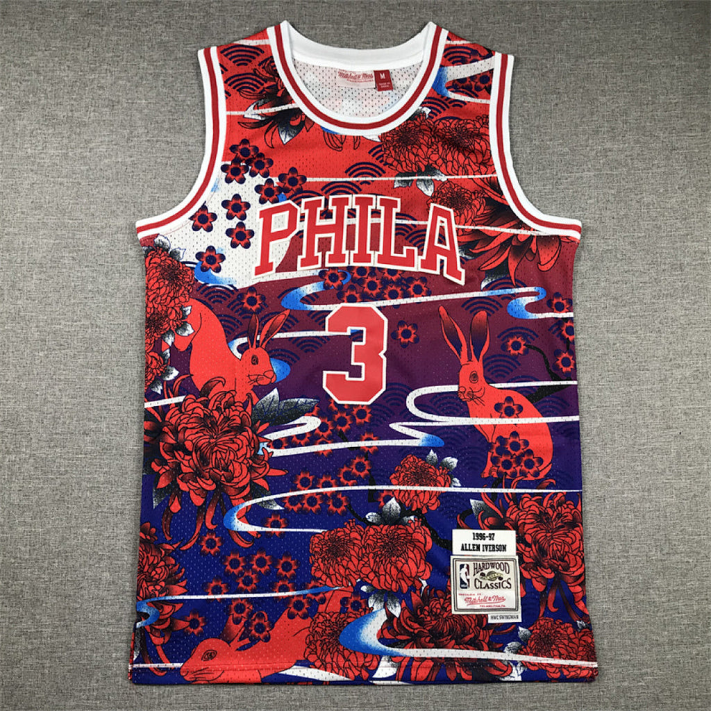 Allen Iverson #3 Philadelphia 76ers 1996-97 (Year of the Rabbit Limited Edition) Throwback  Embroidered Jersey