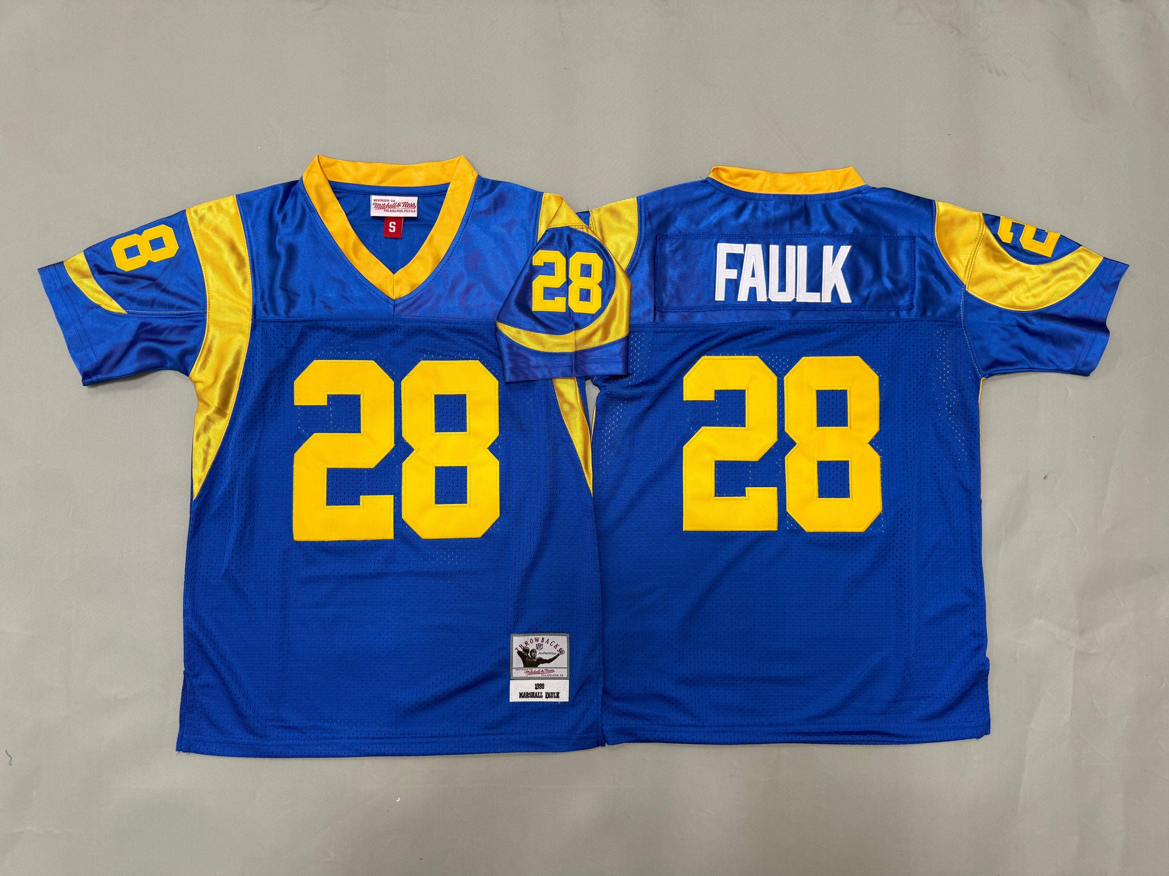 Youth Marshall Faulk #28 Los Angeles Rams Vintage Throwback Jersey