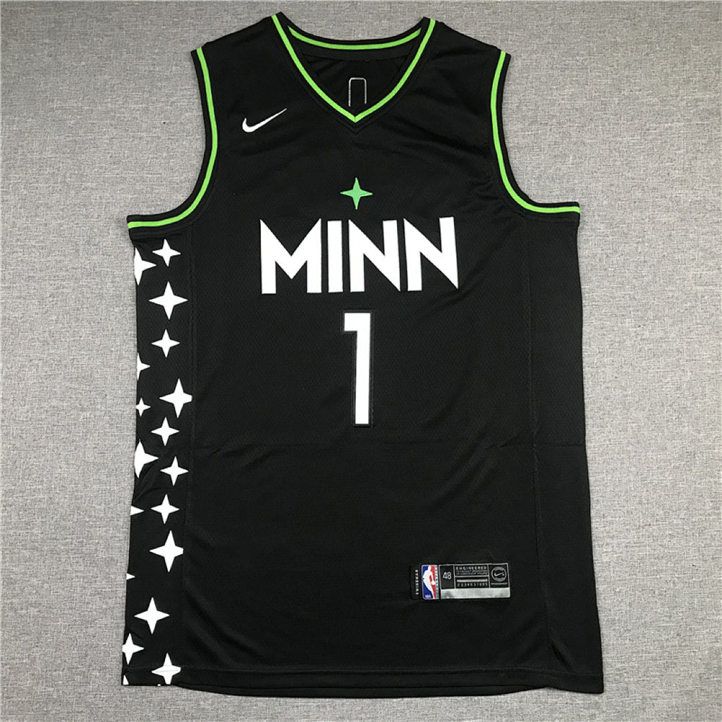 Anthony Edwards #1 Minnesota Timberwolves Black City Edition Swingman Embroidered Jersey