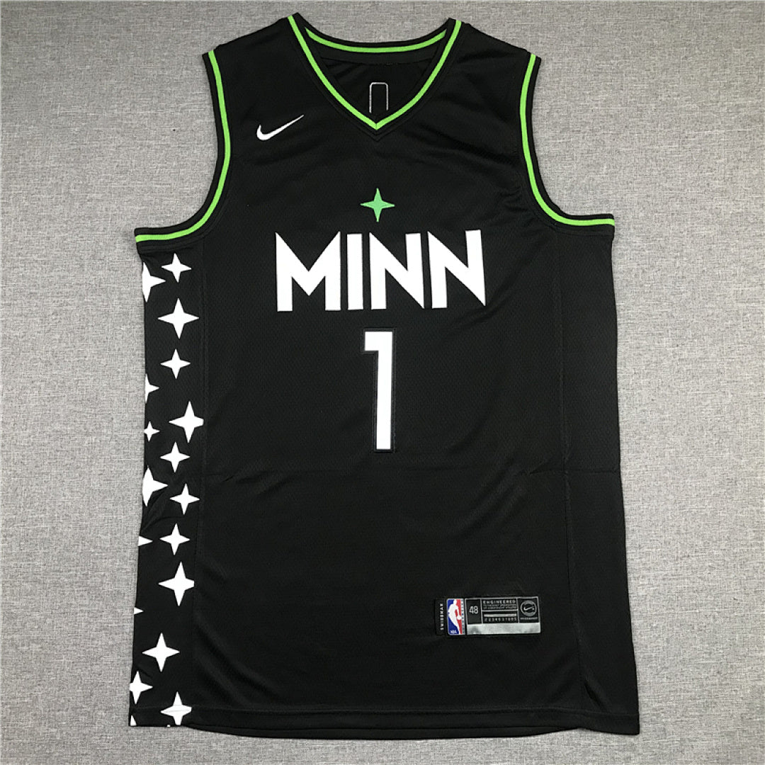 Anthony Edwards #1 Minnesota Timberwolves Black City Edition Swingman Embroidered Jersey