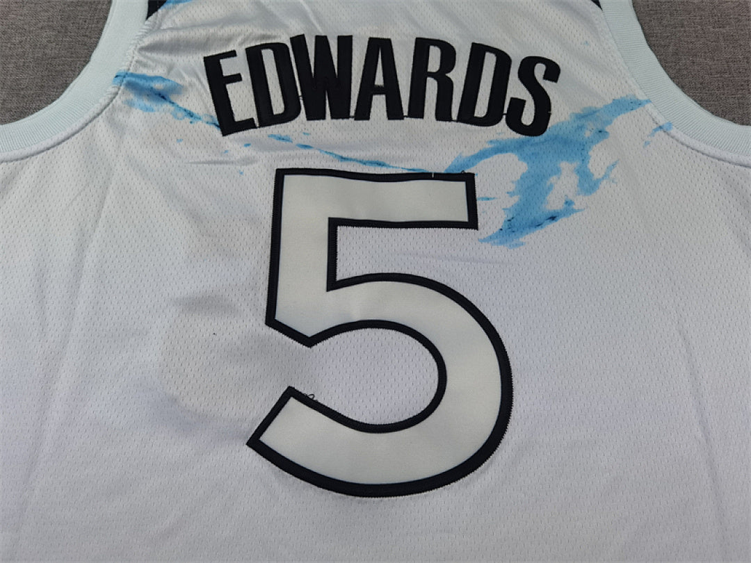 Anthony Edwards #5 Minnesota Timberwolves White City Edition Swingman Embroidered Jersey