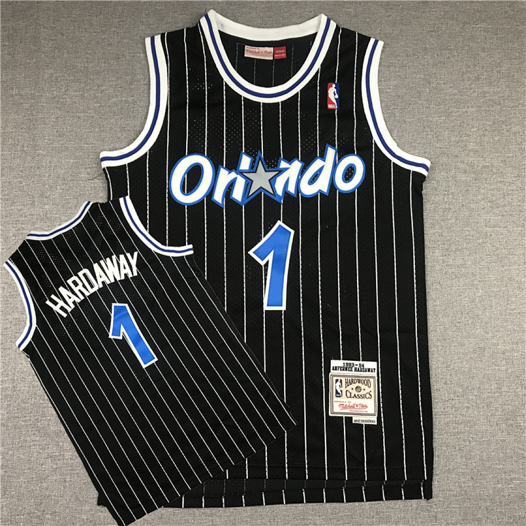 Anfernee  Hardaway#1 Orlando Magic 1993-94 Hardaway Black Edition  Embroidered Jersey