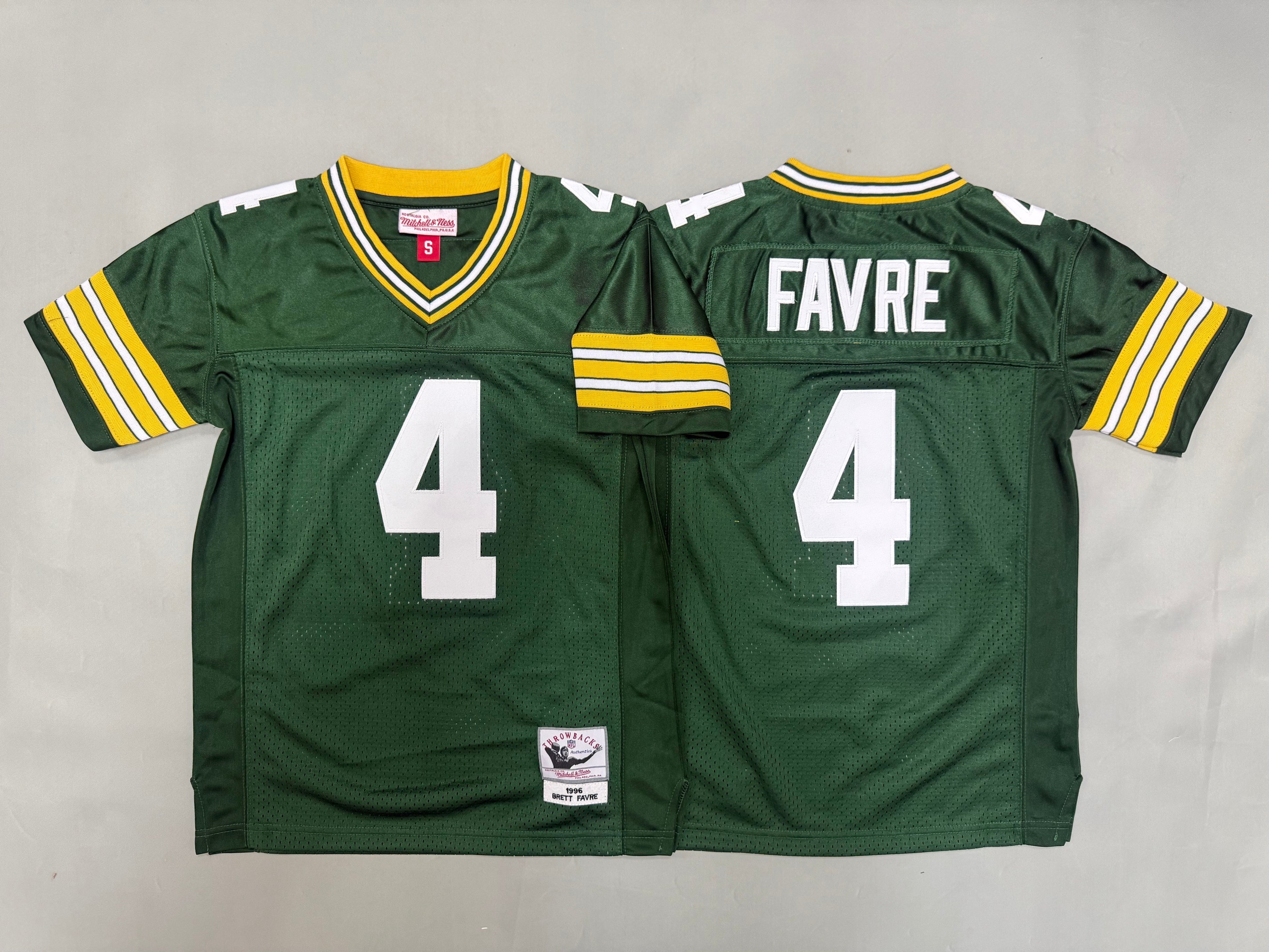 Youth Brett Favre #4 Green Bay Packers Vintage Throwback Jersey