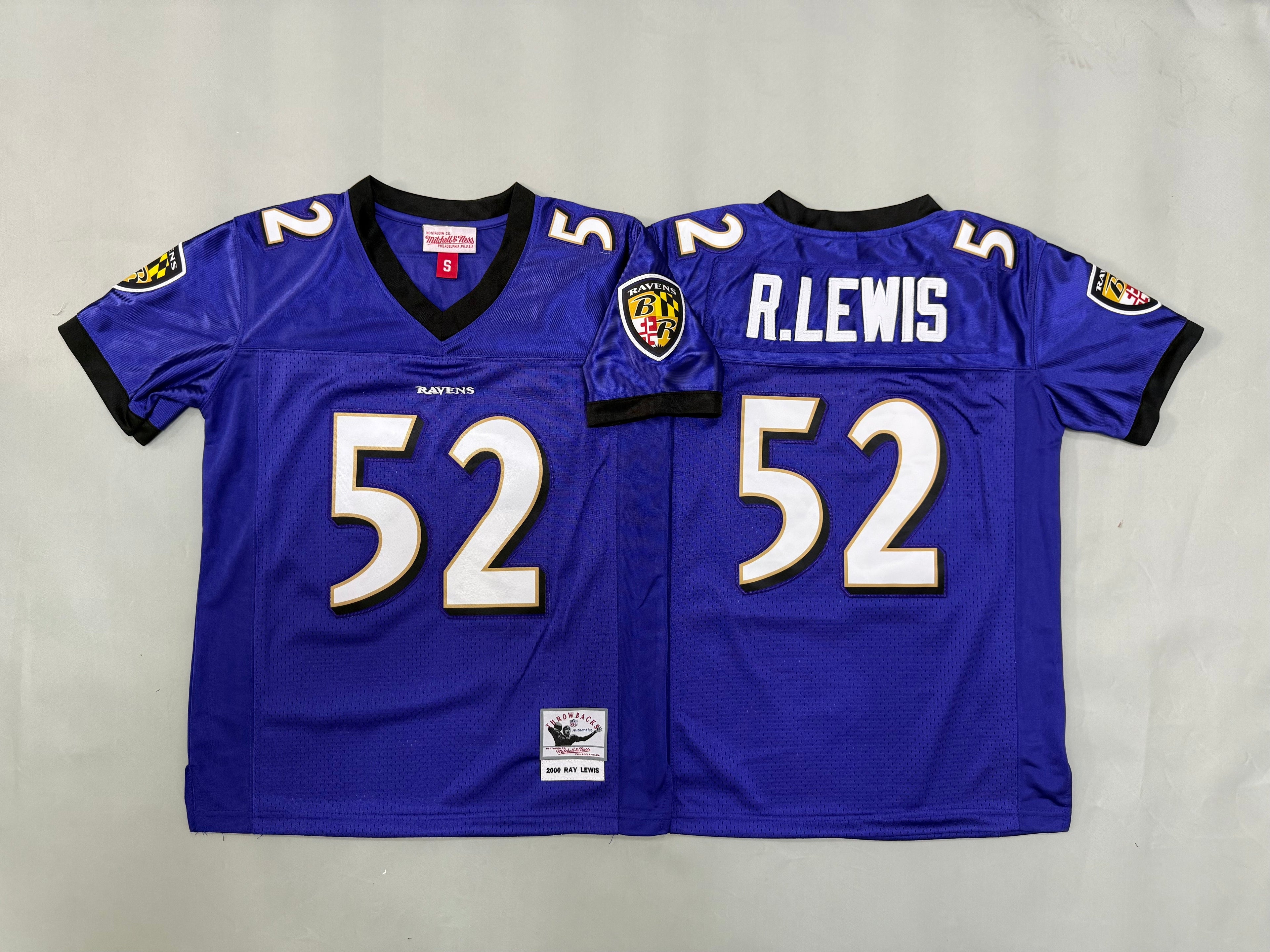 Youth Ray Lewis Baltimore Ravens #52 Purple Retro Embroidered Jersey