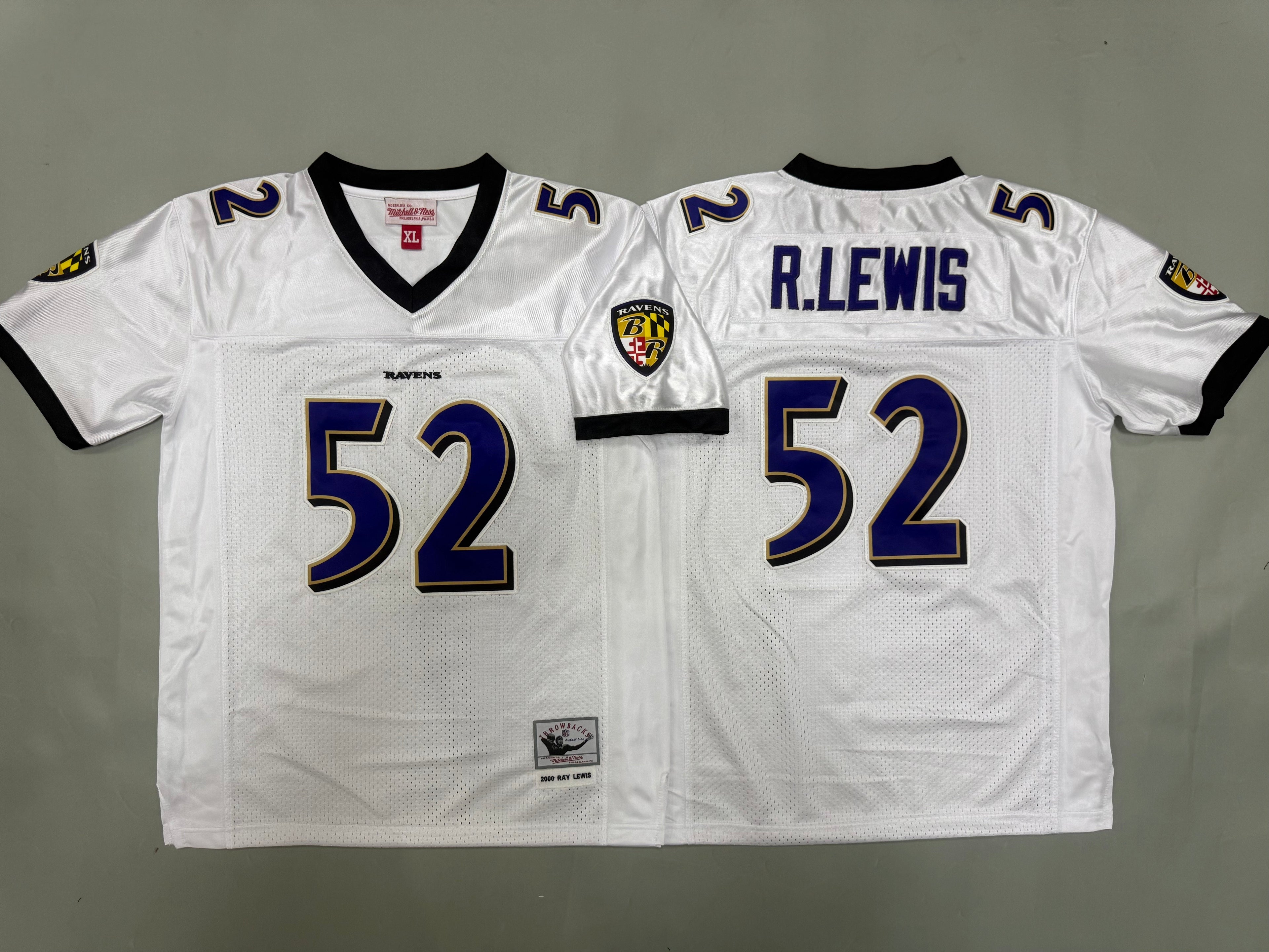 Youth Ray Lewis Baltimore Ravens #52 White Retro Embroidered Jersey