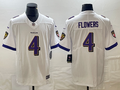 Zay Flowers#4 Baltimore Ravens White Jersey