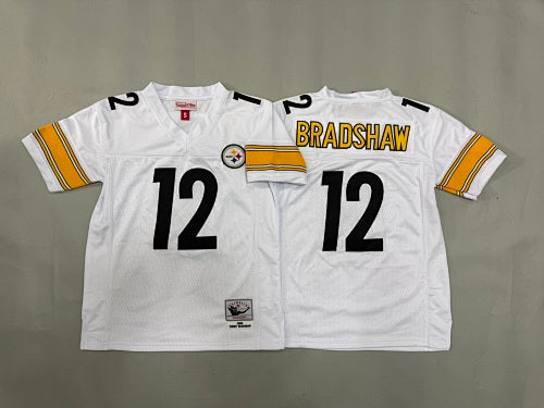 Youth Terry Bradshaw#12 Pittsburgh Steelers  White Vintage Throwback Jersey