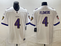 Zay Flowers#4 Baltimore Ravens White Jersey