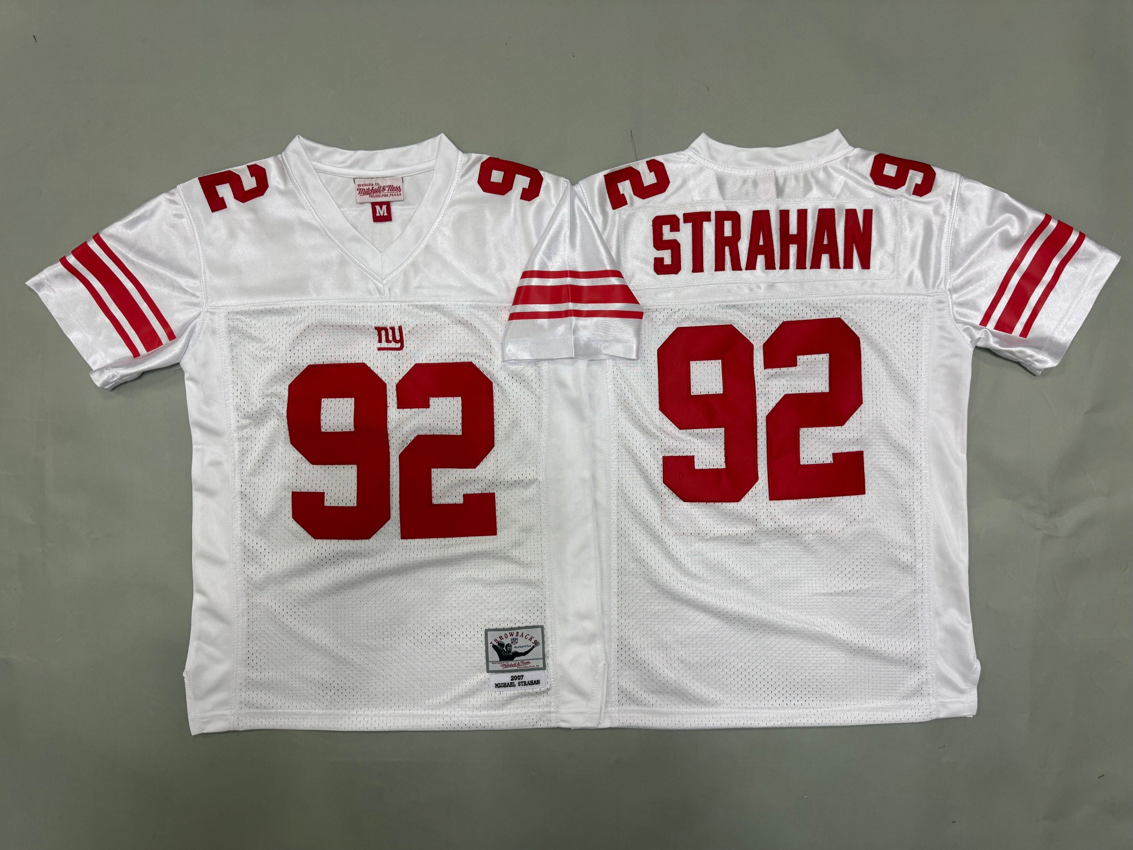 Youth Michael Strahan #92 New York Giants White Vintage Throwback Jersey