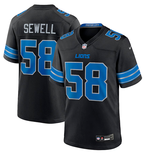 Penei Sewel #58 Detroit Lions black Jersey