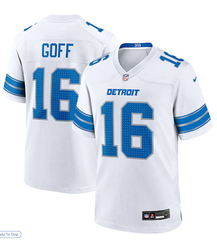 Jared Goff #16 Detroit Lions White Jersey