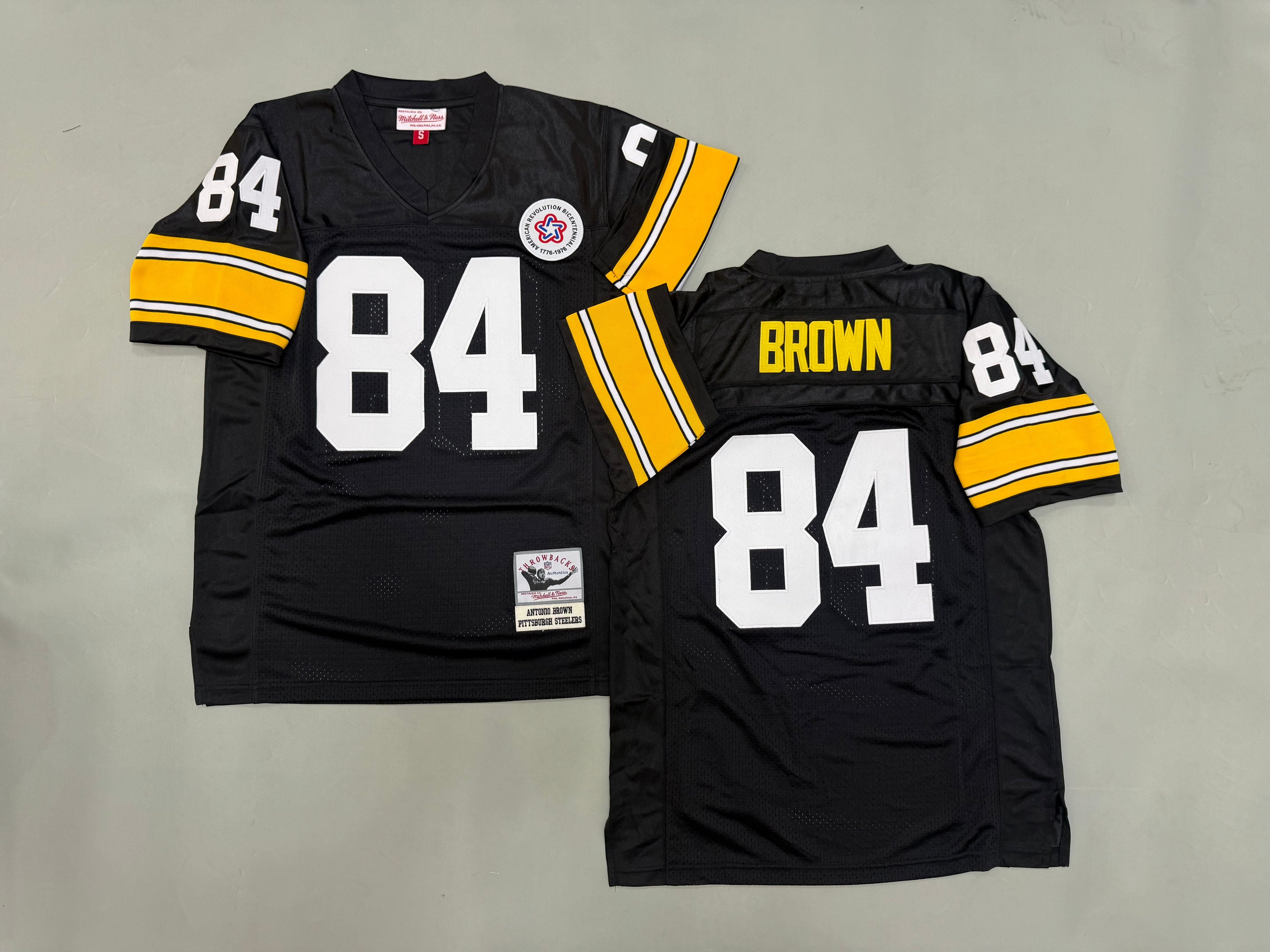 Mens Antonio Brown#84 black Pittsburgh Steelers Vintage Throwback Jersey