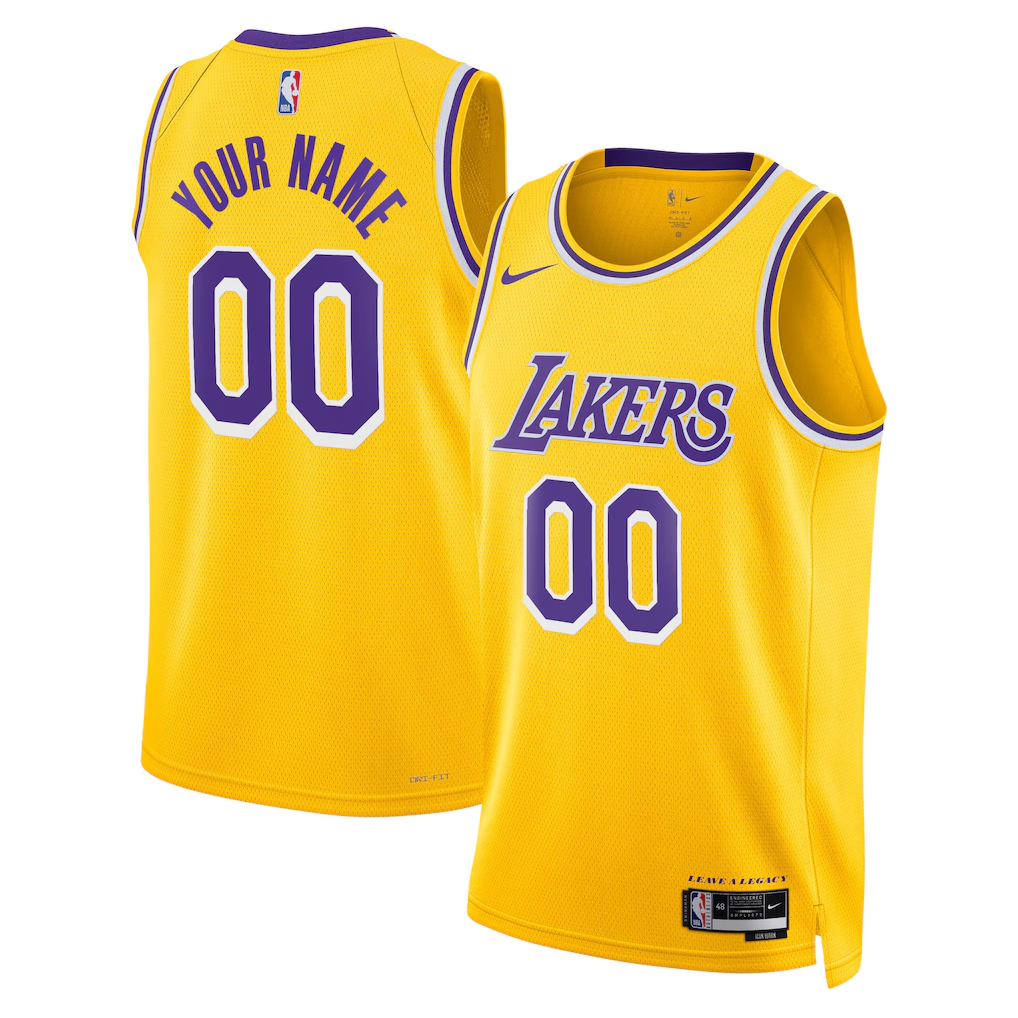 Custom Los Angeles Lakers Gold Jersey
