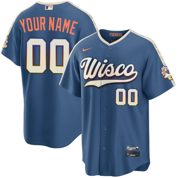 Custom Milwaukee Brewers 2026 City Connect Stadium Jersey - Mineral Blue