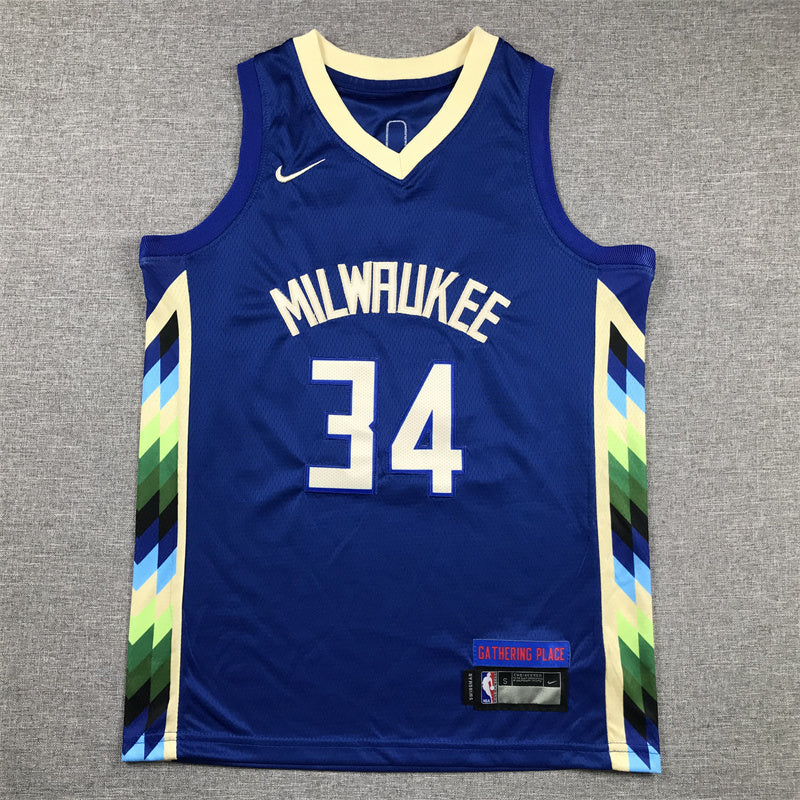 Youth Giannis Antetokounmpo Milwaukee Bucks #34 City Edition Embroidered Jersey