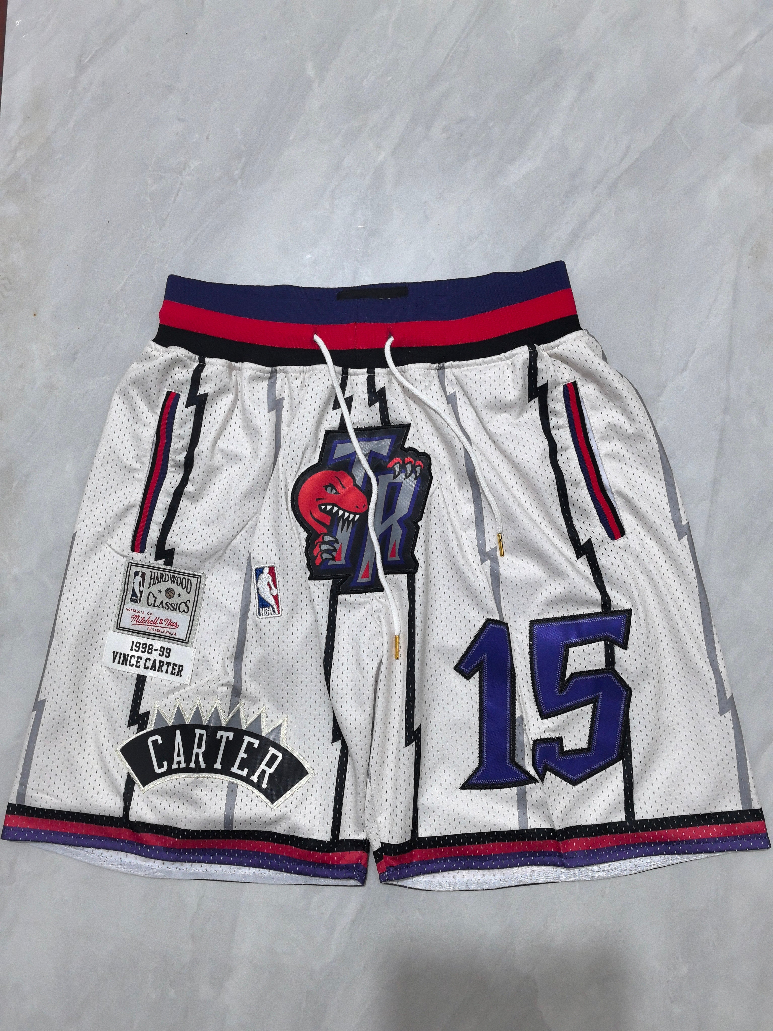 Toronto Raptors white retro pocket shorts