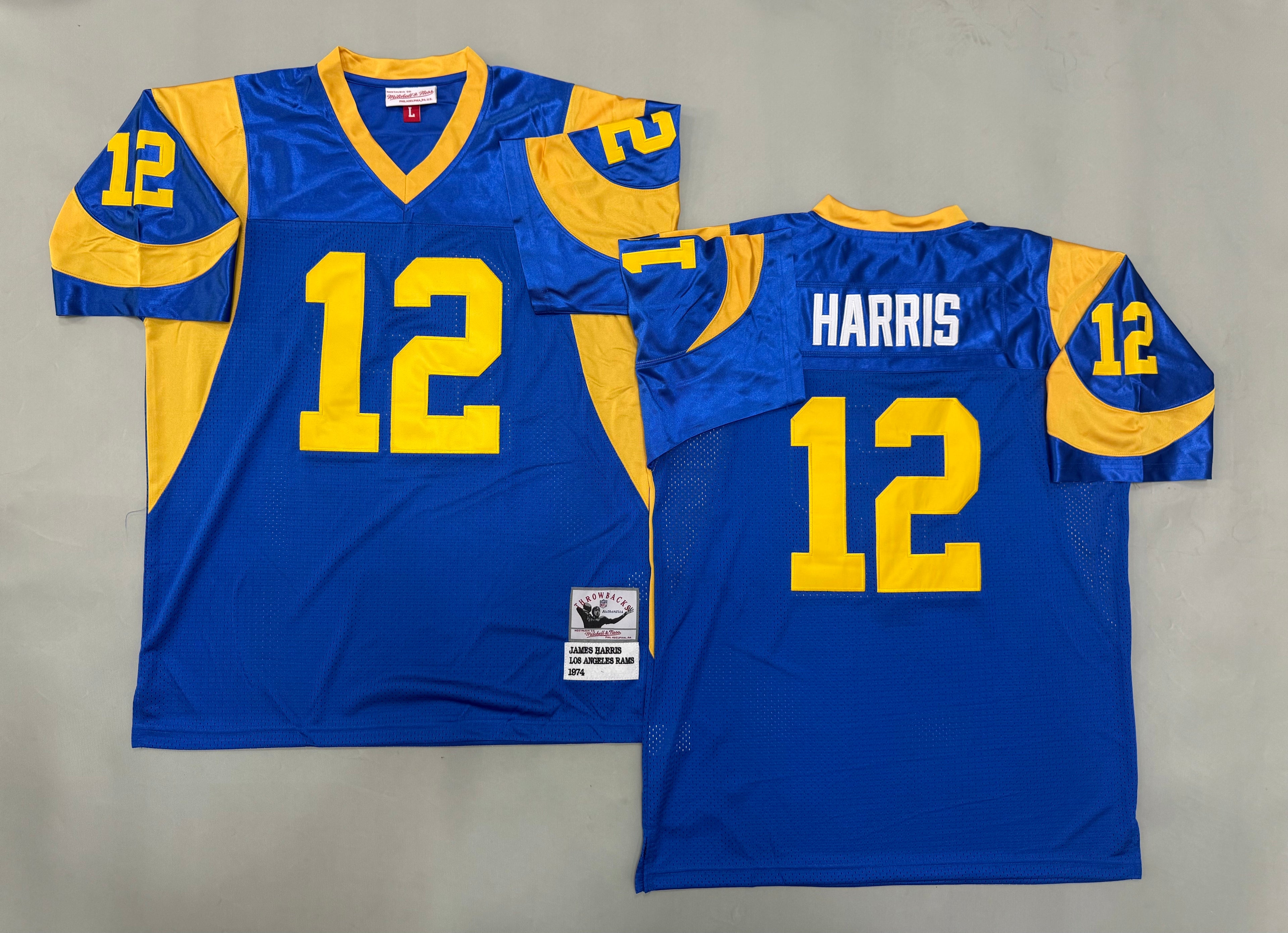 Mens James Harris#12 Los Angeles Rams Vintage Throwback Jersey