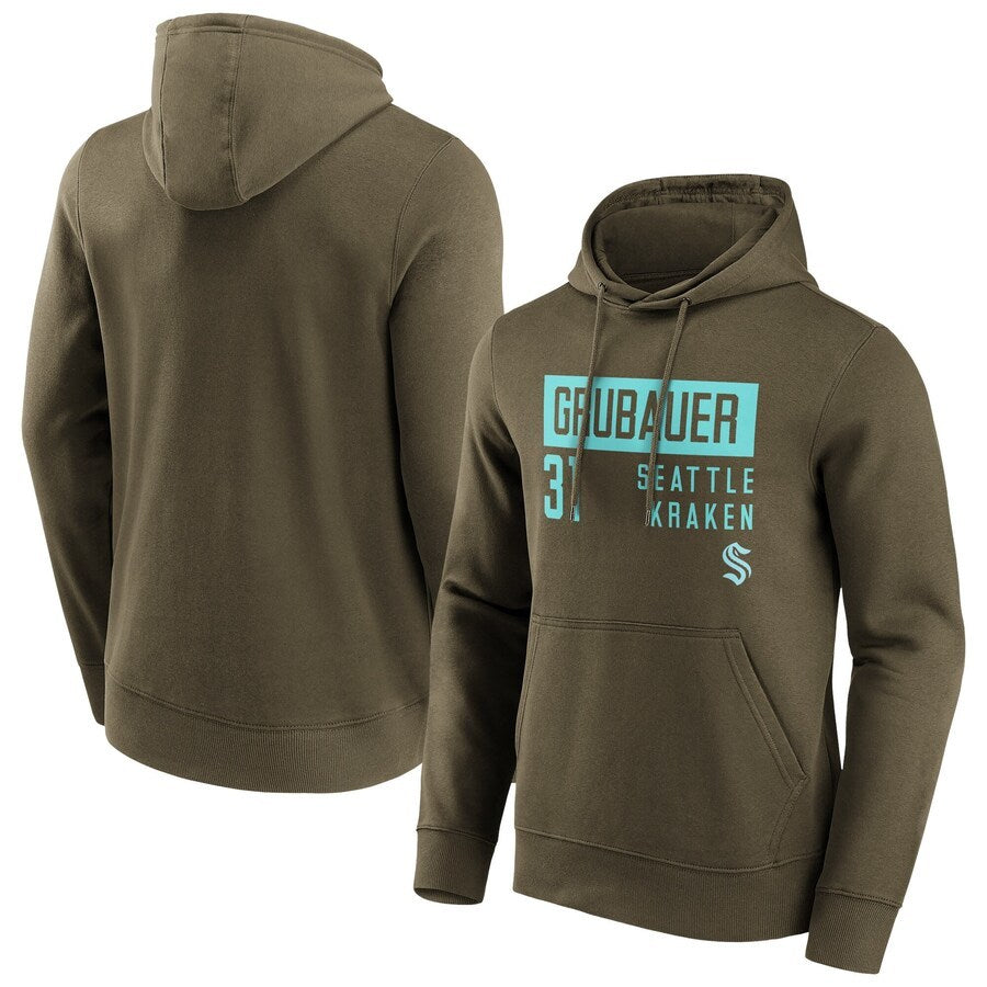 Men's Seattle Kraken Branded Fashion Name & Number Hoodie - Philipp Grubauer 31