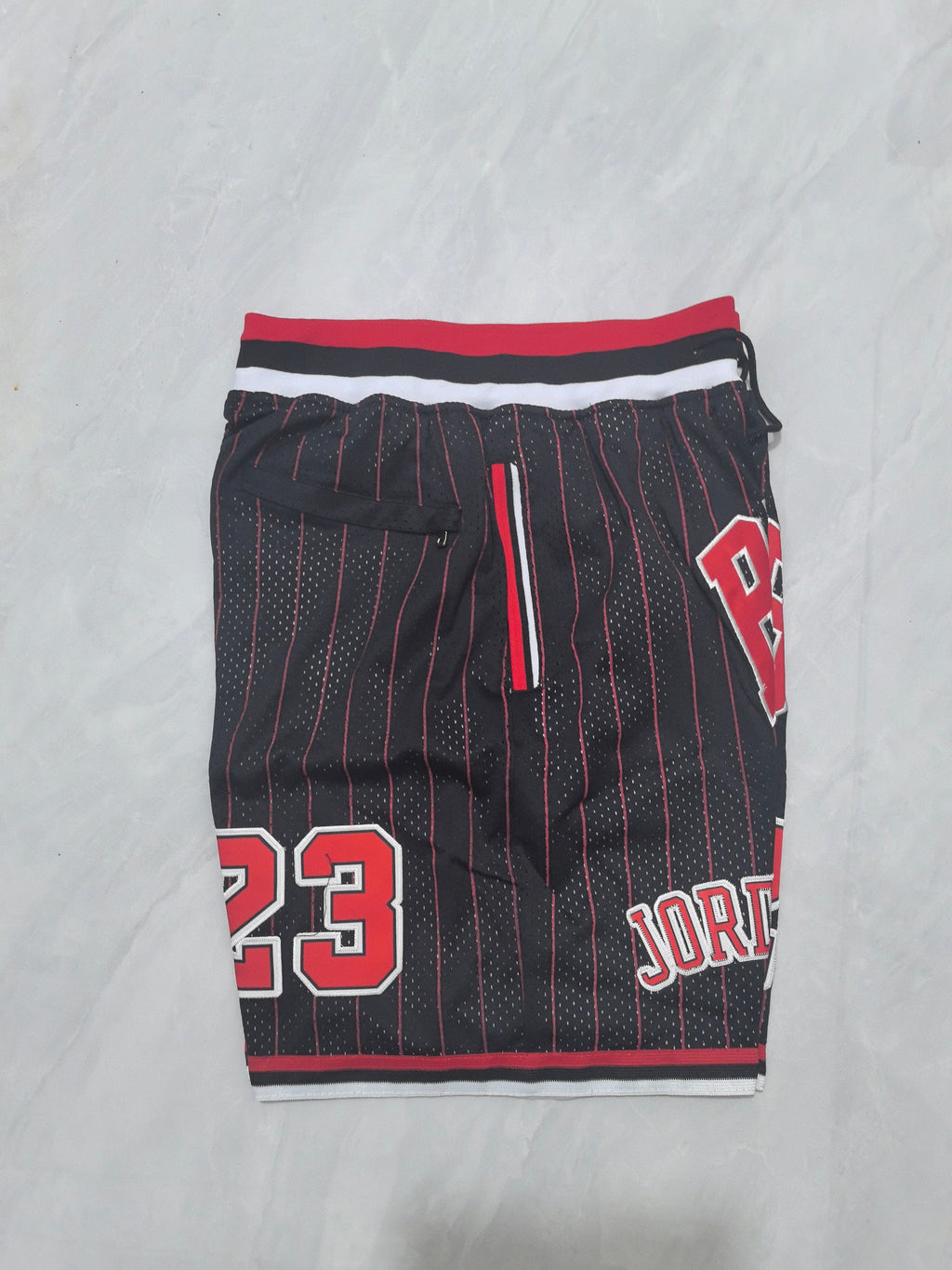 Chicago Bulls Black & Red Striped Retro Pocket Shorts