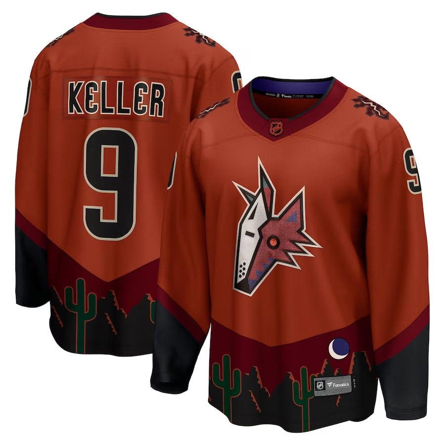Men's Arizona Coyotes Clayton Keller #9 Burnt Orange 2.0 Breakaway Player Jersey