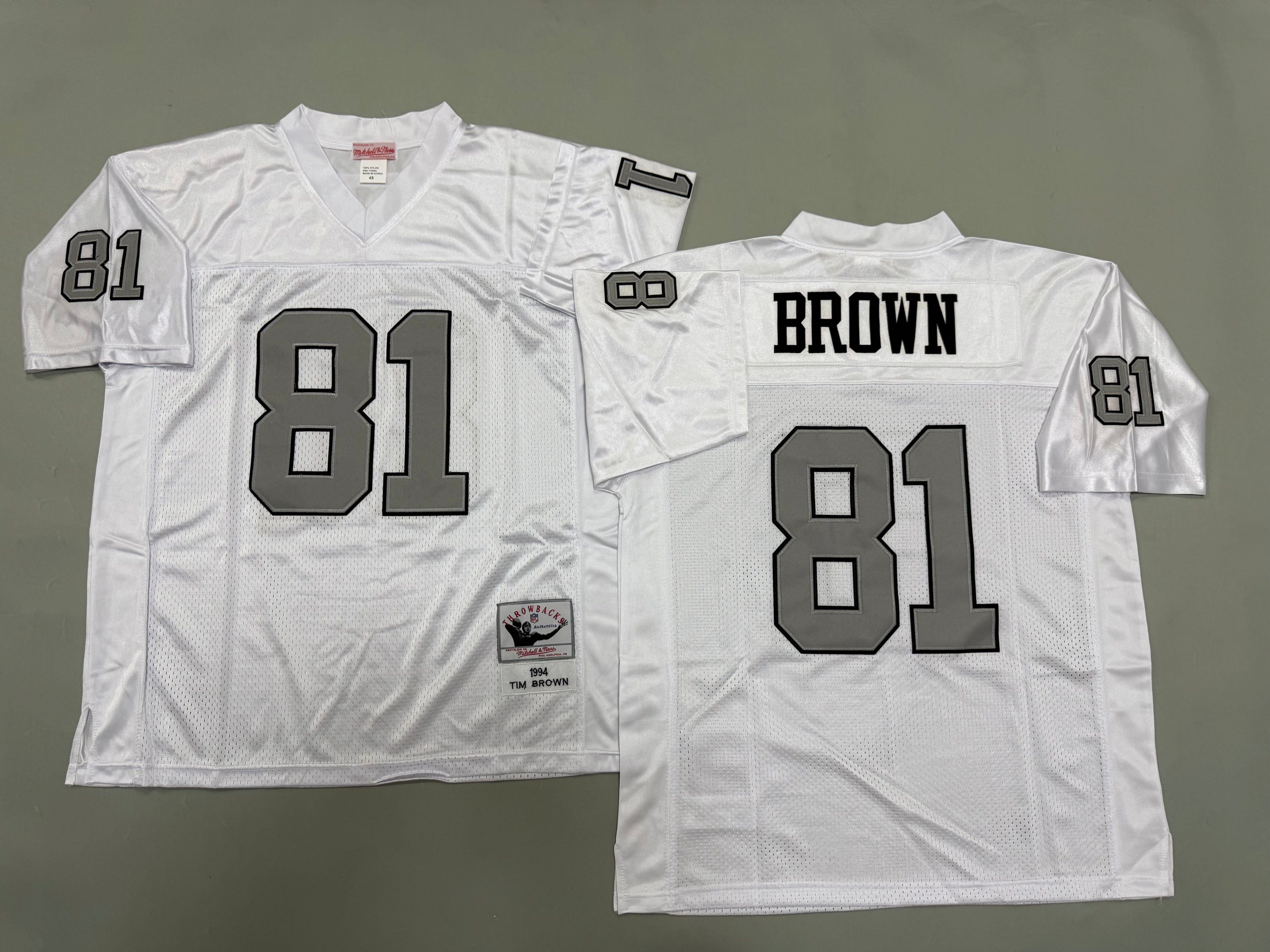 Mens Tim Brown#81 white Los Angeles Raiders Vintage Throwback Jersey