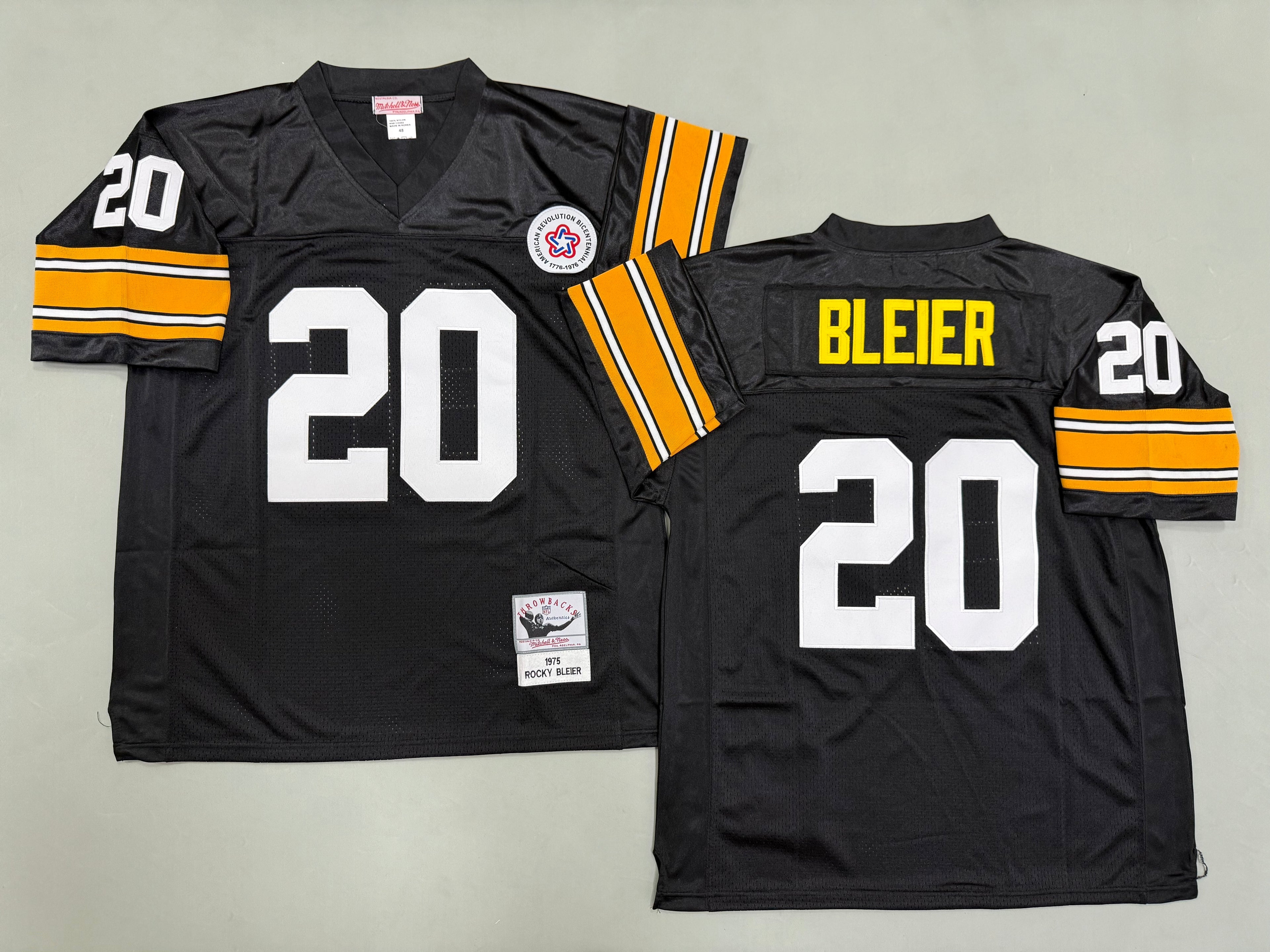 Mens Rocky Bleier#20 black Pittsburgh Steelers Vintage Throwback Jersey