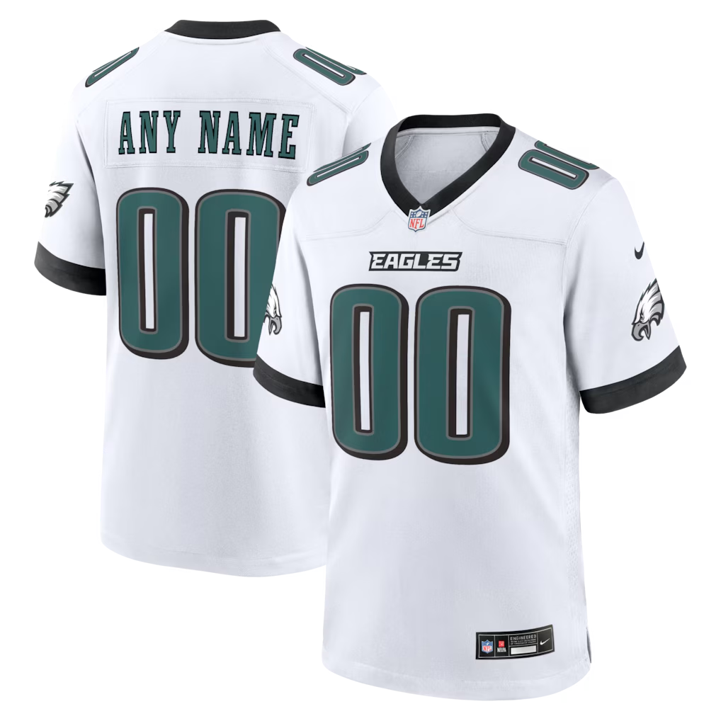 Custom Philadelphia Eagles White Game Jersey