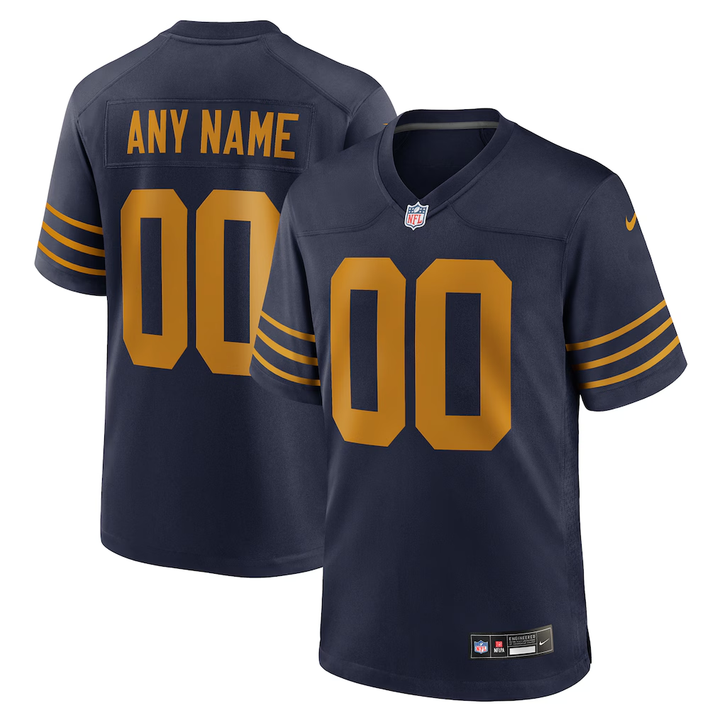 Custom Green Bay PackersNavy Game Jersey