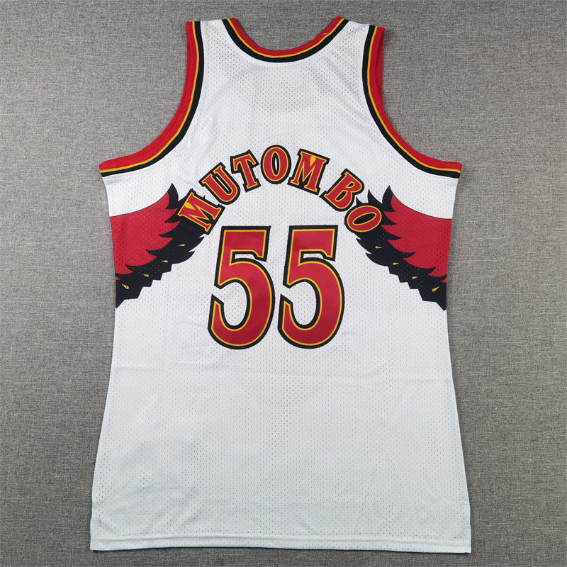Atlanta Hawks Dikembe Mutombo 1996-97 #55 Throwback - Embroidered Jersey