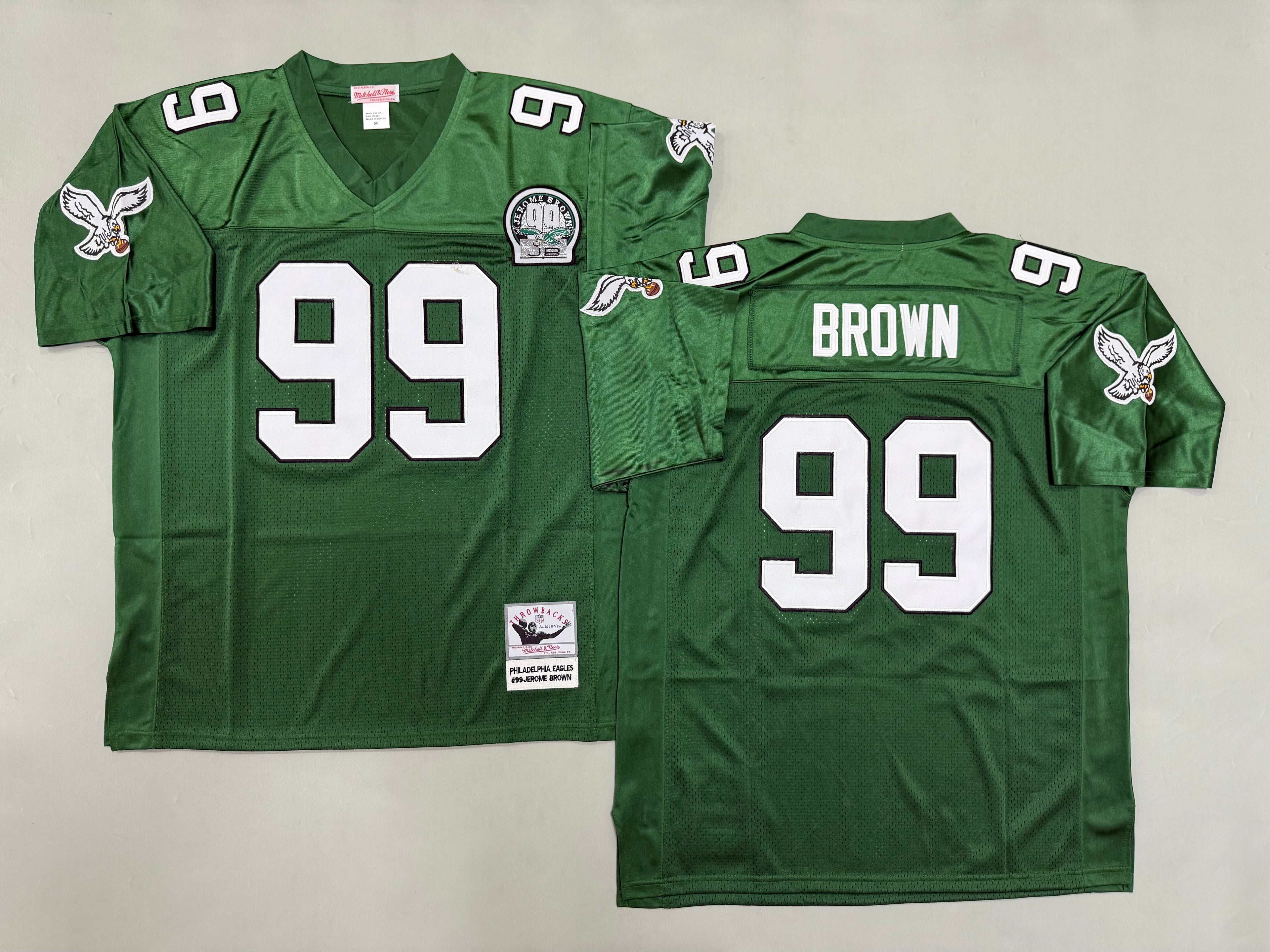Mens Jerome Brown#99 Philadelphia Eagles Vintage Throwback Jersey