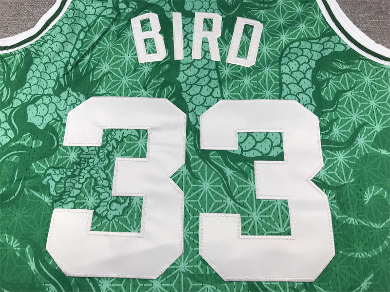 Boston Celtics Larry Bird #33 "Year of the Dragon" 1985-86 Throwback Jersey — Embroidered