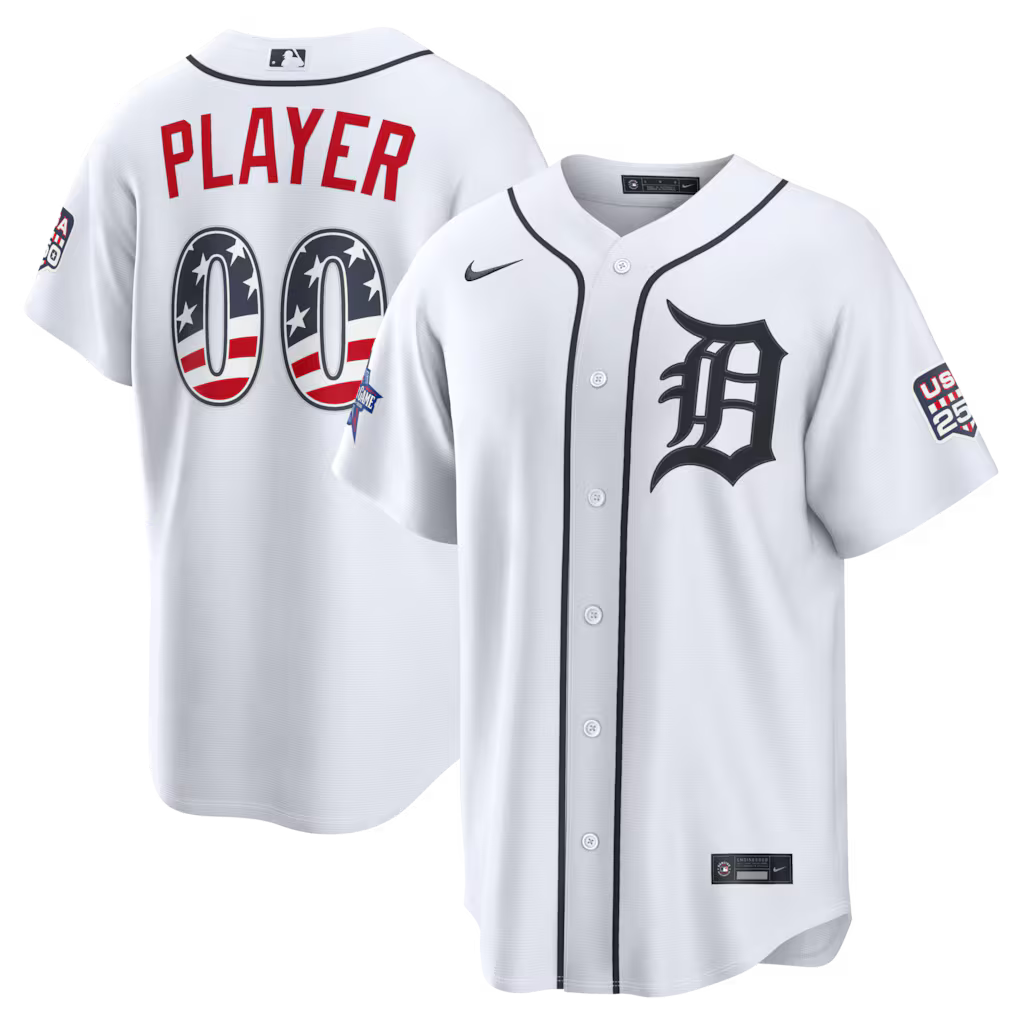 Custom Detroit Tigers 2026 All-Star Edition Stars & Stripes Stadium Jersey - White