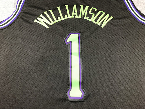 Zion Williamson# 1 New Orleans Pelicans Black City Edition Swingman Embroidered Jersey