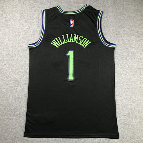 Zion Williamson# 1 New Orleans Pelicans Black City Edition Swingman Embroidered Jersey