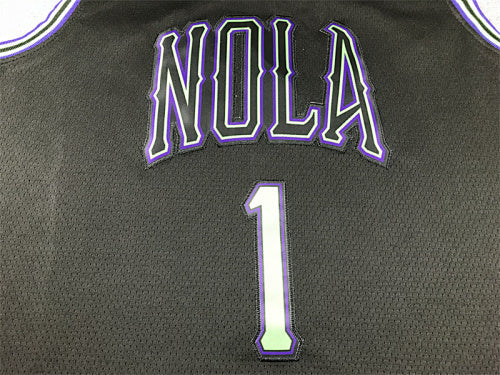 Zion Williamson# 1 New Orleans Pelicans Black City Edition Swingman Embroidered Jersey