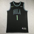 Zion Williamson# 1 New Orleans Pelicans Black City Edition Swingman Embroidered Jersey