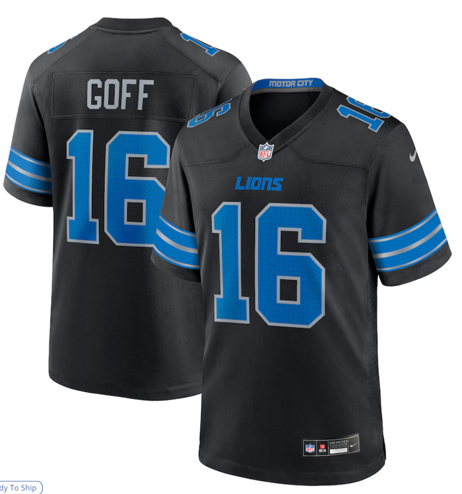 Jared Goff #16 Detroit Lions black Jersey
