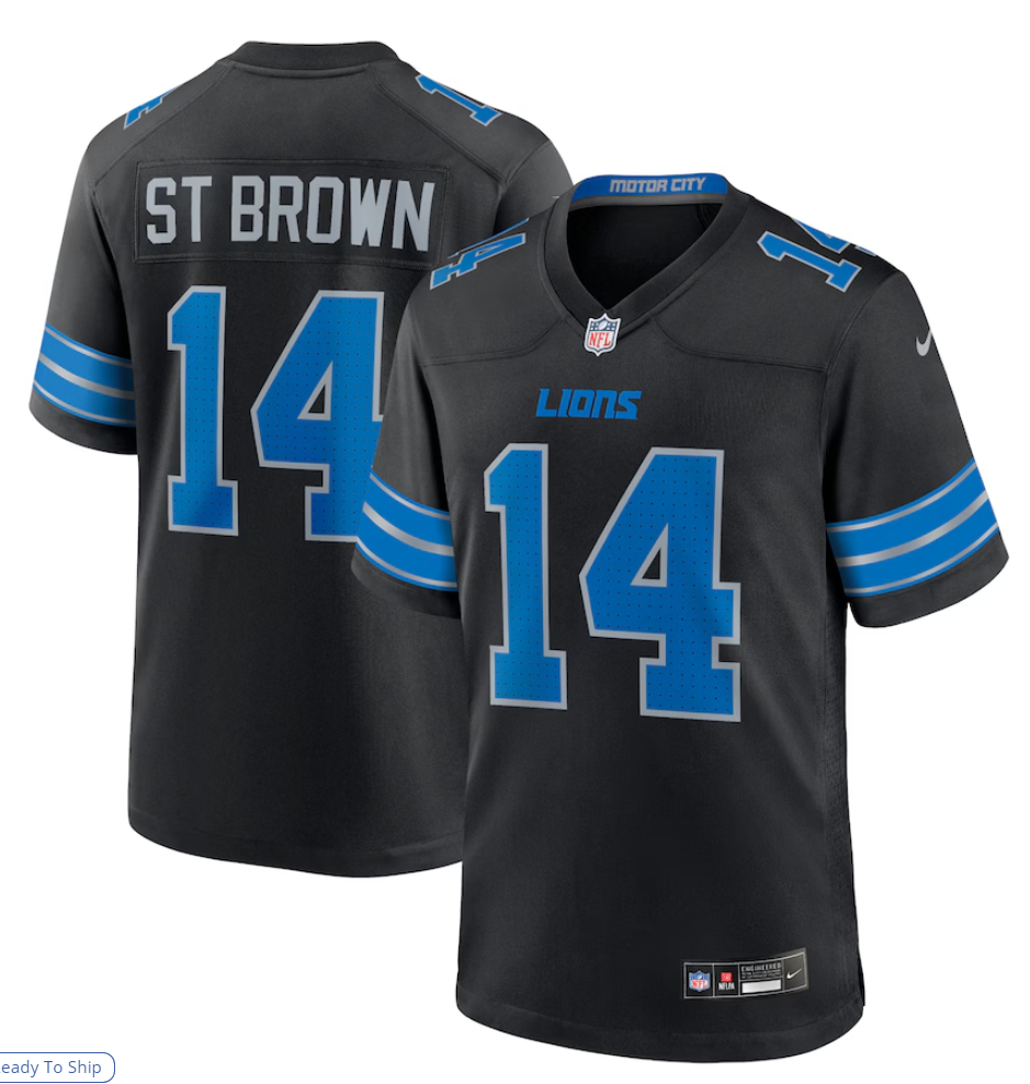 Amon-Ra St. Brown #14 Detroit Lions black Jersey
