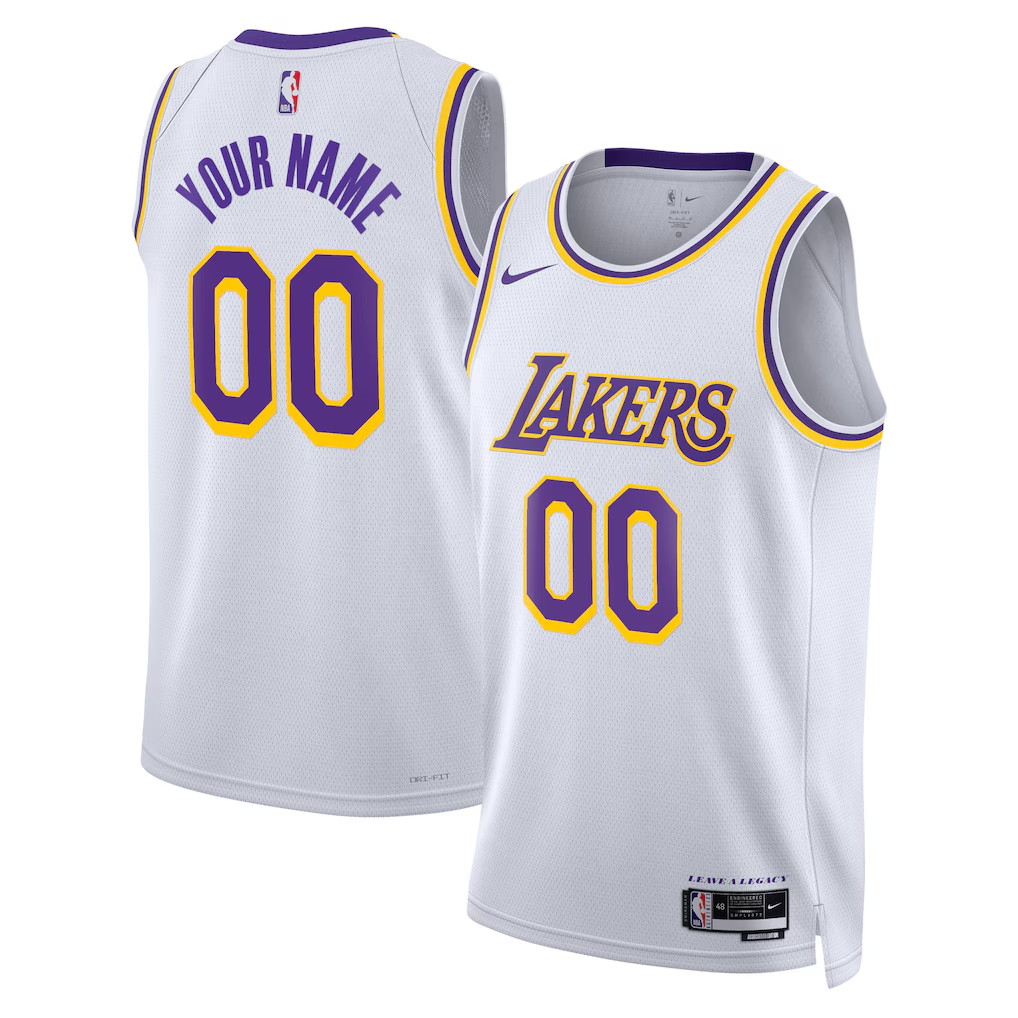 Custom Los Angeles Lakers White Jersey