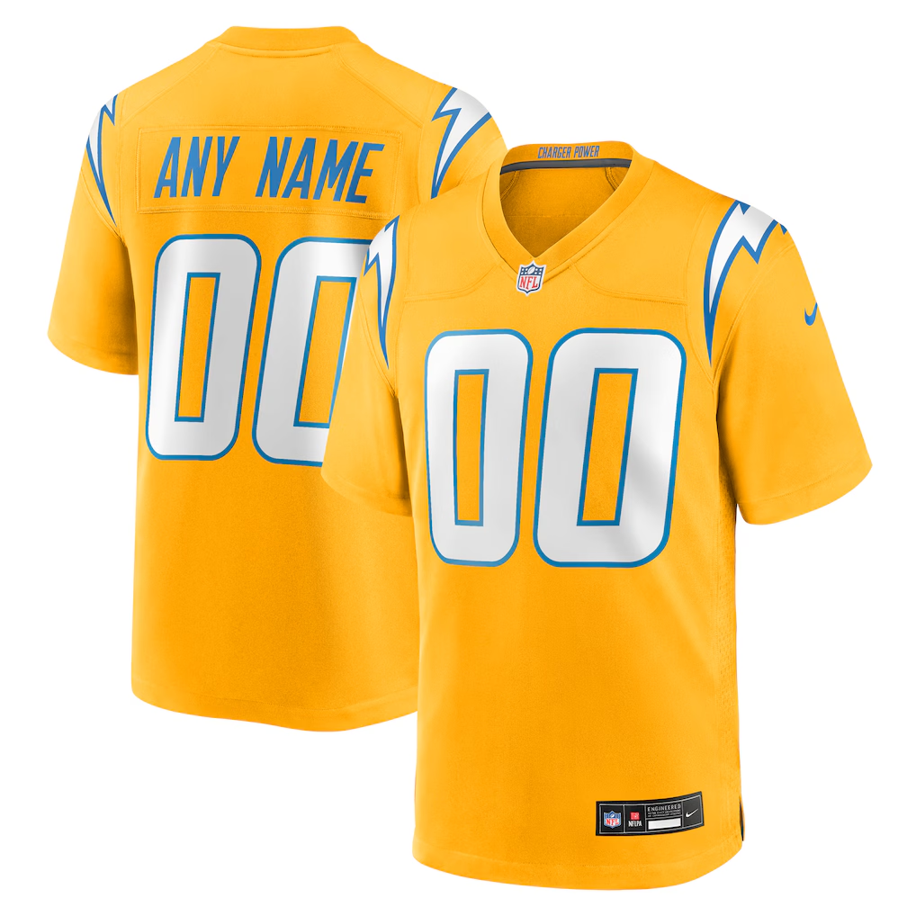 Custom Los Angeles Chargers Gold Game Jersey